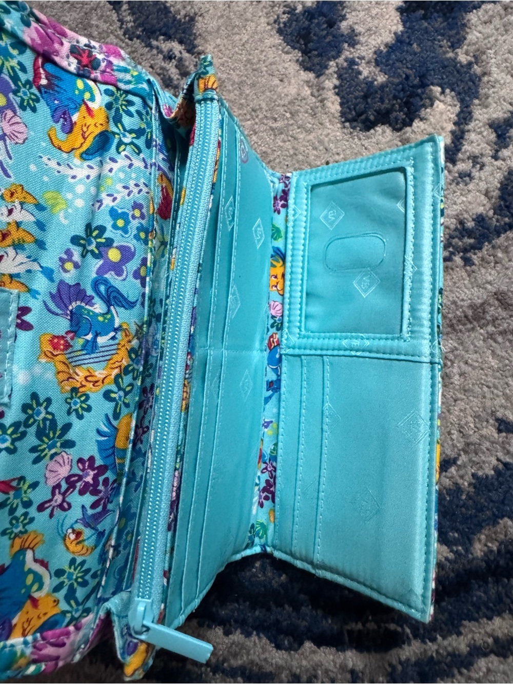 Vera Bradley Disney The Little Mermaid Quilted Floral Turquoise Wallet - Picture 4 of 4